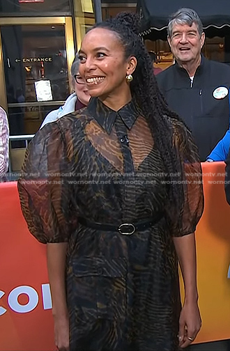 Eisa Davis’s tiger print organza shirtdress on Today