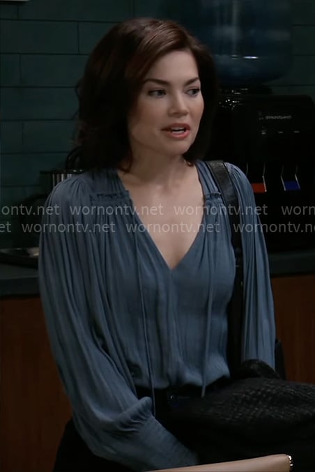 Elizabeth’s blue blouse on General Hospital