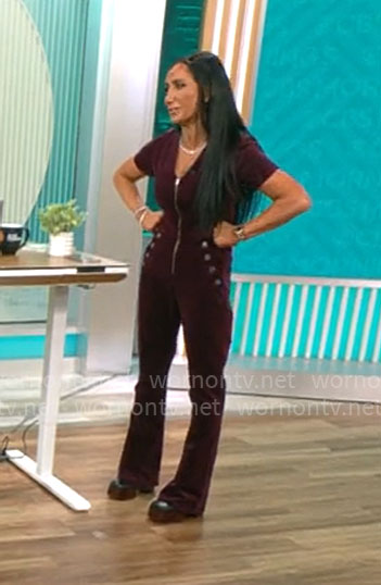 Elizabeth Werner’s burgundy jumpsuit on CBS Mornings