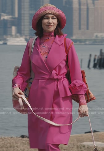 Elsbeth Tascioni’s pink floral applique coat on Elsbeth