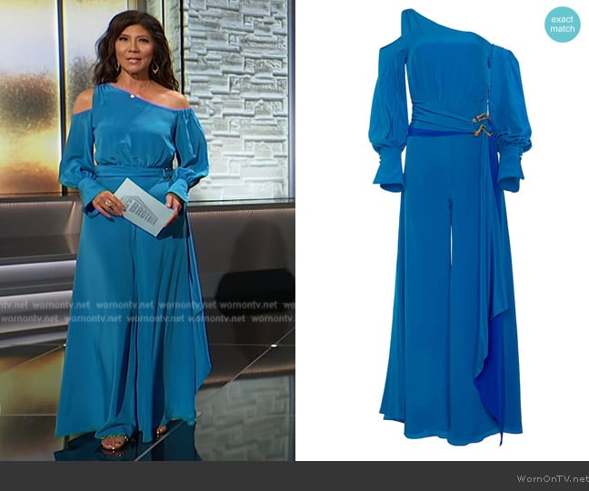 Estefania Cosmo Jumpsuit Ibiza Blue worn by Julie Chen on Big Brother