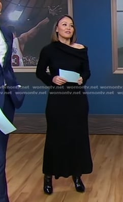 Eva’s black off-shoulder knit dress on Good Morning America
