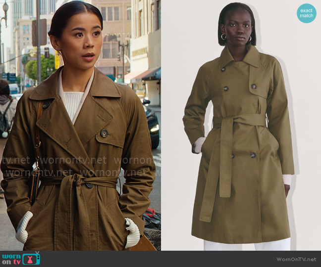 Everlane The Modern Trench Coat in Beech worn by Sarah Franklin (Leah Lewis) on Matlock