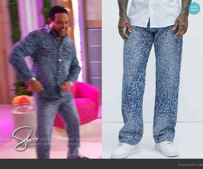 Fashion Nova Arrow Jacquard Straight Jeans worn by Jawn Murray on Sherri
