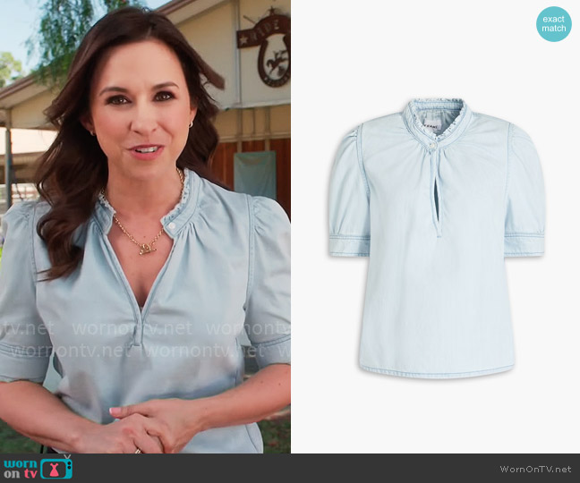 Frame Denim Top worn by Lacey Chabert on Celebrations with Lacey Chabert