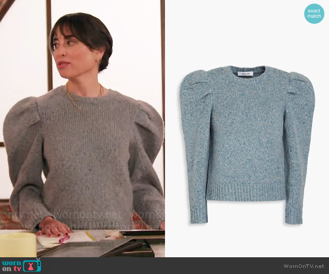 Frame Donegal wool-blend sweater worn by Lisa Friedman on Celebrations with Lacey Chabert