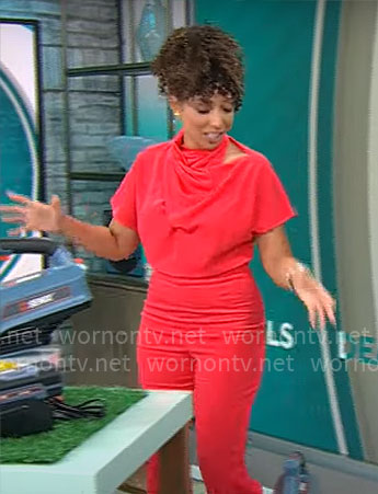 Gabrielle Kerr’s cowl neck jumpsuit on CBS Mornings