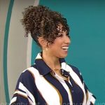 Gabrielle Kerr’s striped shirtdress on CBS Mornings