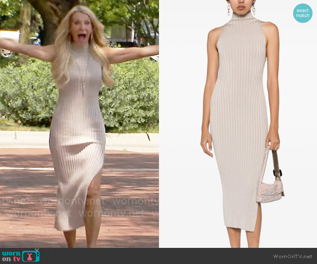 Galvan Rhea Dress in Oyster worn by Joan Vassos on The Golden Bachelorette