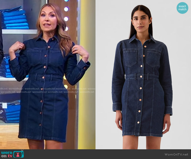 Gap Denim Mini Dress in dark blue indigo worn by Lori Bergamotto on Good Morning America