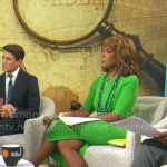 Gayle King’s green rib knit dress on CBS Mornings