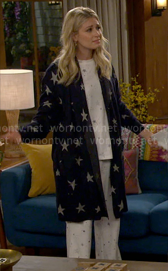 Gemma’s star print pajamas and cardigan on The Neighborhood