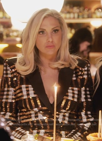Gina’s plaid metallic blazer dress on The Real Housewives of Orange County