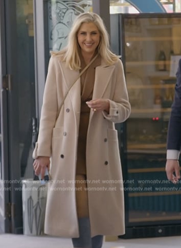 Gina’s beige trench coat on The Real Housewives of Orange County