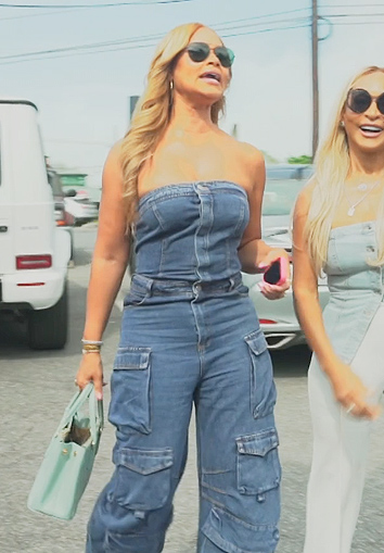 Gizelle’s denim jumpsuit on The Real Housewives of Potomac