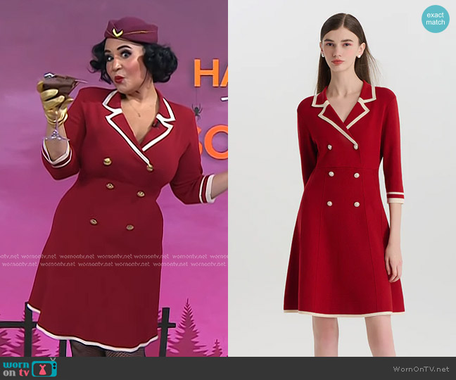 Goelia Fitted Double-Breasted V-Neck Mini Dress in Chili Red worn by Alejandra Ramos on Today