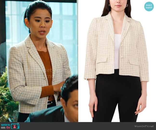 Halogen Tweed Crop Blazer worn by Sarah Franklin (Leah Lewis) on Matlock