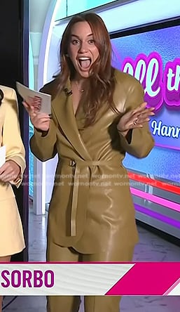 Hannah Berner’s khaki leather blazer and pants on Today