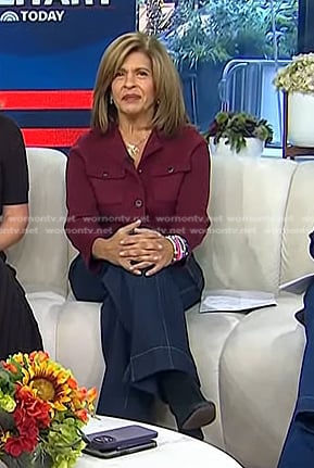 Hoda’s burgundy cropped jacket and jeans on Today