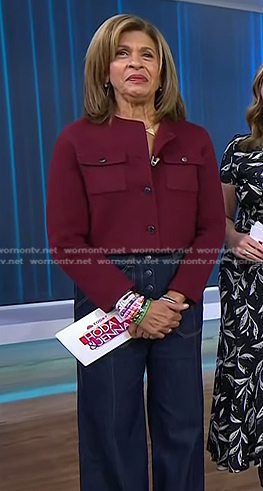 Hoda’s burgundy cropped jacket and jeans on Today