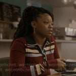 Izzy’s burgundy striped polo top on The Lincoln Lawyer