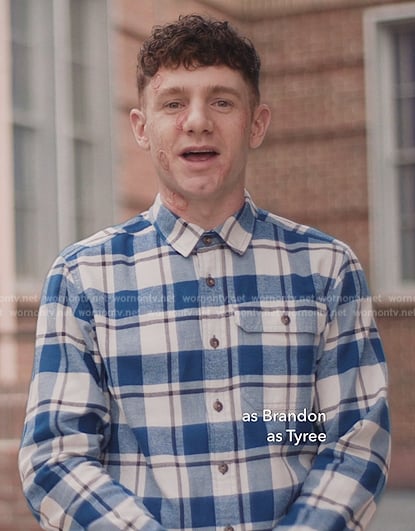 Jacob’s blue plaid shirt on Abbott Elementary