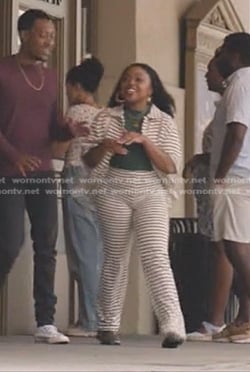 Janine’s striped shirt and pants on Abbott Elementary