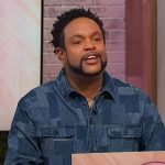 Jawn’s printed denim shirt on Sherri