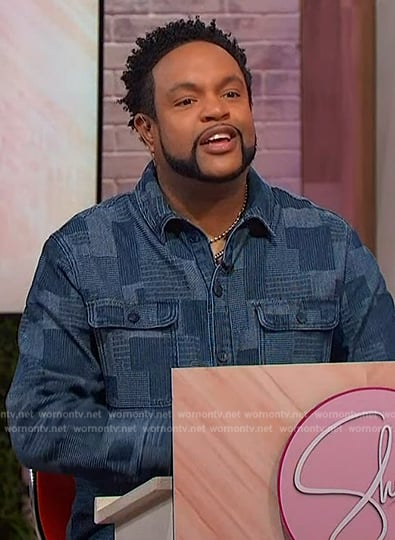 Jawn’s printed denim shirt on Sherri