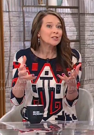 Jen Easterly’s geometric print dress on CBS Mornings
