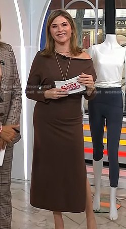 Jenna’s brown one off-shoulder dress on Today