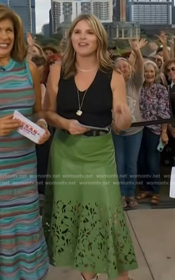 Jenna’s green leather lasercut skirt on Today