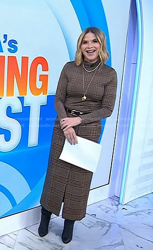 Jenna’s brown plaid top and skirt on Today