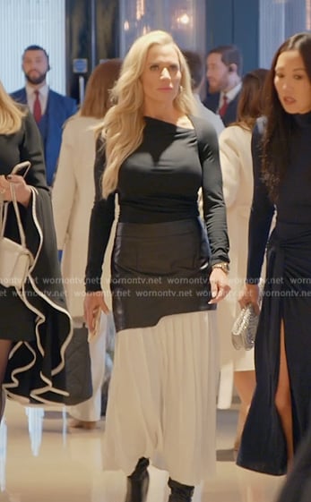 Jennifer’s colorblock leather skirt on The Real Housewives of Orange County