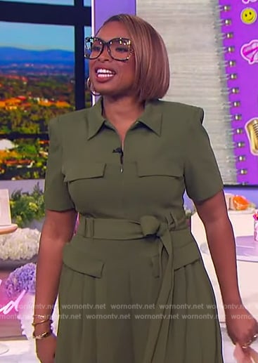Jennifer’s green belted jumpsuit on The Jennifer Hudson Show