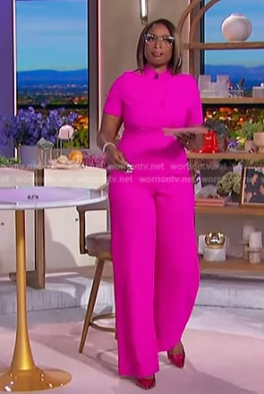 Jennifer’s pink twist neck jumpsuit on The Jennifer Hudson Show
