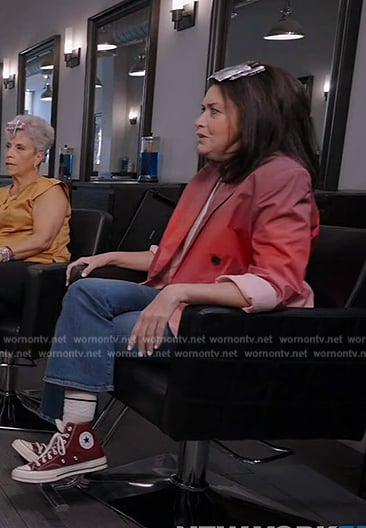 Jenny’s pink ombre blazer on The Drew Barrymore Show