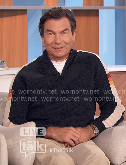 Jerry’s sweater with striped sleeves on The Talk