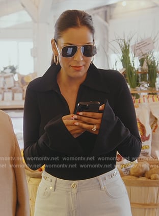 Jessel’s black zip front polo bodysuit on The Real Housewives of New York City