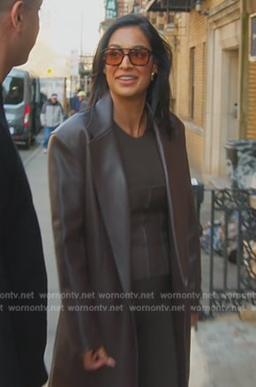 Jessel’s brown leather coat and corset on The Real Housewives of New York City