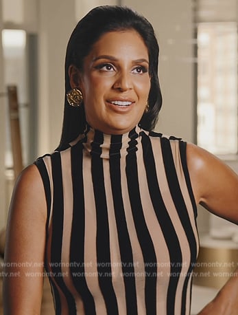 Jessel’s striped confessional top on The Real Housewives of New York City