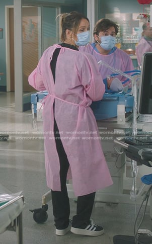 Jo’s black platform striped sneakers on Greys Anatomy