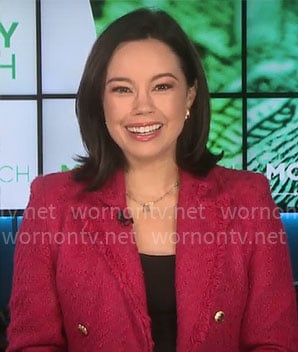 Jo Ling Kent’s pink tweed blazer on CBS Mornings
