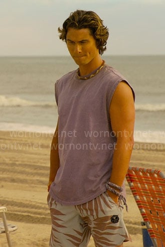 John B’s blue leaf print shorts on Outer Banks