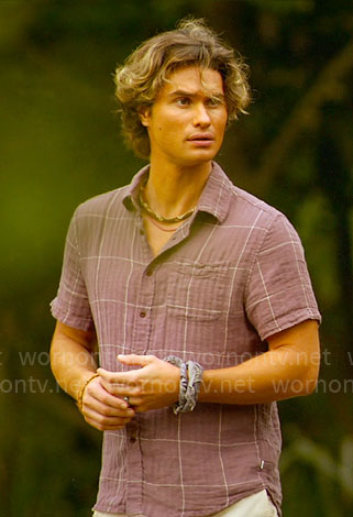 John B’s purple checked shirt on Outer Banks