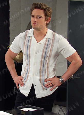 Johnny’s white striped shirt on Days of our Lives