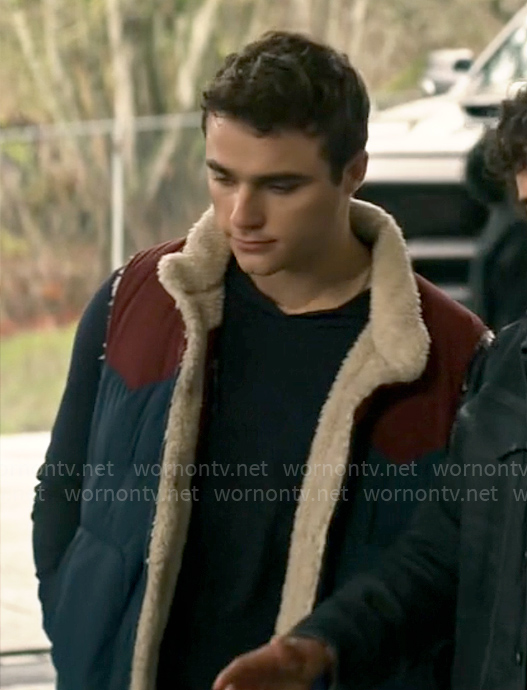 Jonathan’s blue and red fleece lined vest on Superman and Lois
