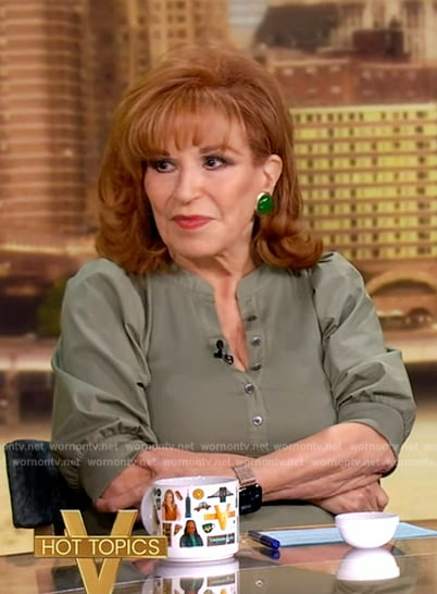 Joy’s green puff sleeve top on The View