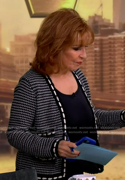 Joy’s black contrast stitch cardigan on The View