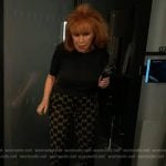 Joy’s black gg logo track pants on The View
